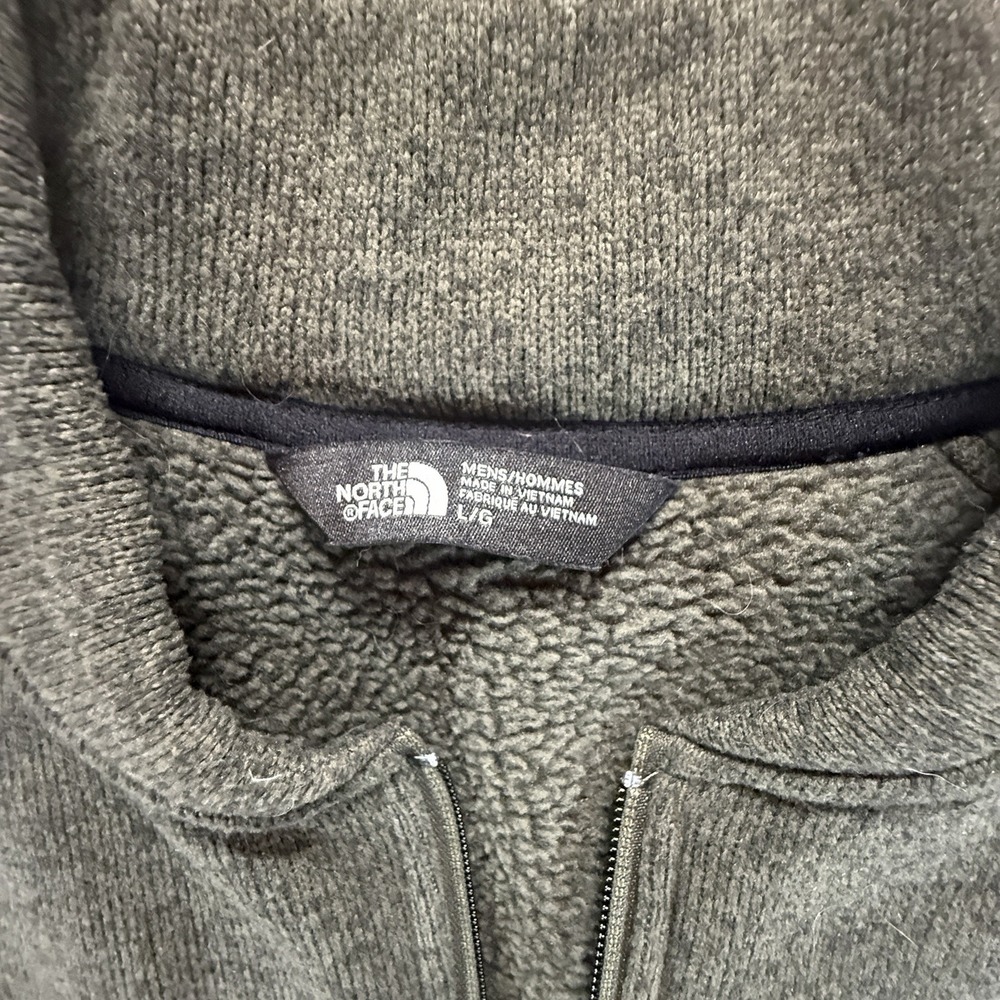 The North Face Jacket Men's L Green Full Zip Fleece Sweater Knit Coat Outdoor - Picture 2 of 11